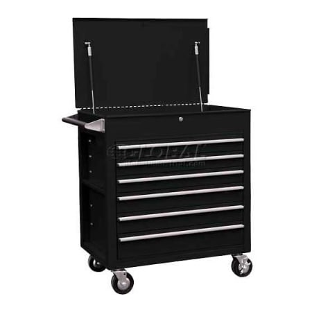Sunex 34-1/2inW X 20inD X 39-1/2inH 6 Drawer Black Tool Cabinet W/ Clamshell Lid 8057BK